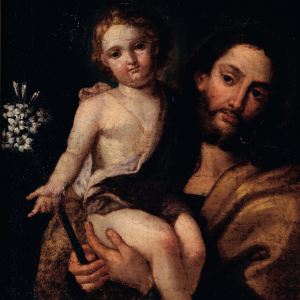 Pormenor da pintura São José com o Menino Jesus