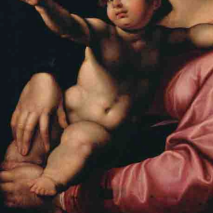 Pormenor da pintura Virgem com o Menino